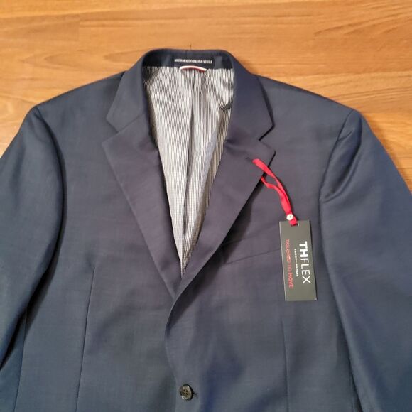Tommy Hilfiger THFLEX Men's Wool Modern Fit Suit Jacket Blazer 42L Navy Blue - Picture 4 of 9
